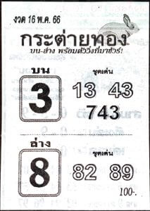 เลขเด็ดกระต่ายทอง 16/5/66