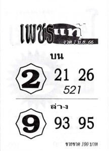 เด็ดดังหวยเพชรแท้ 1-7-66