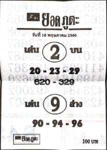 เลขดังหวยยอดภูตะ 16-6-66