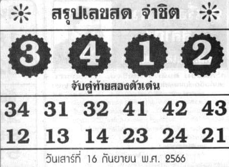 หวยไทย จ่าชิต 16/9/66 