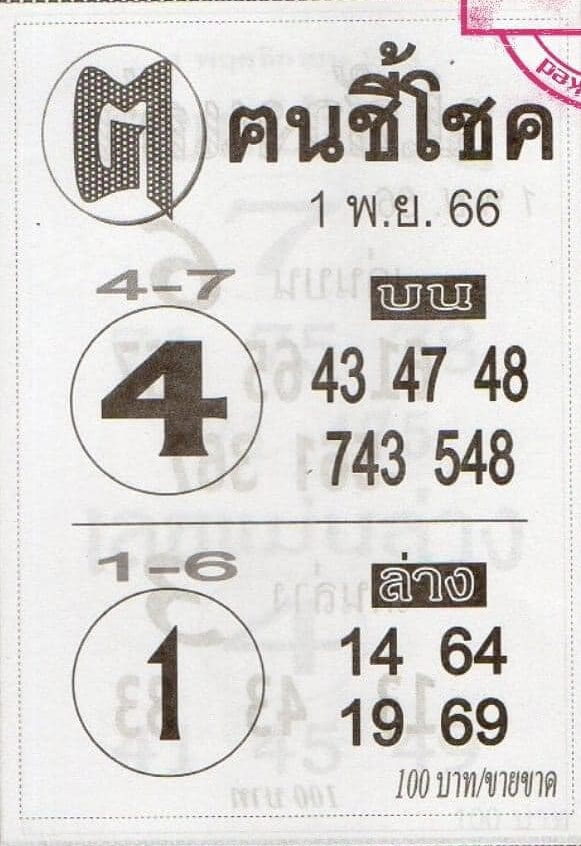 หวยไทย คนชี้โชค 1/11/66