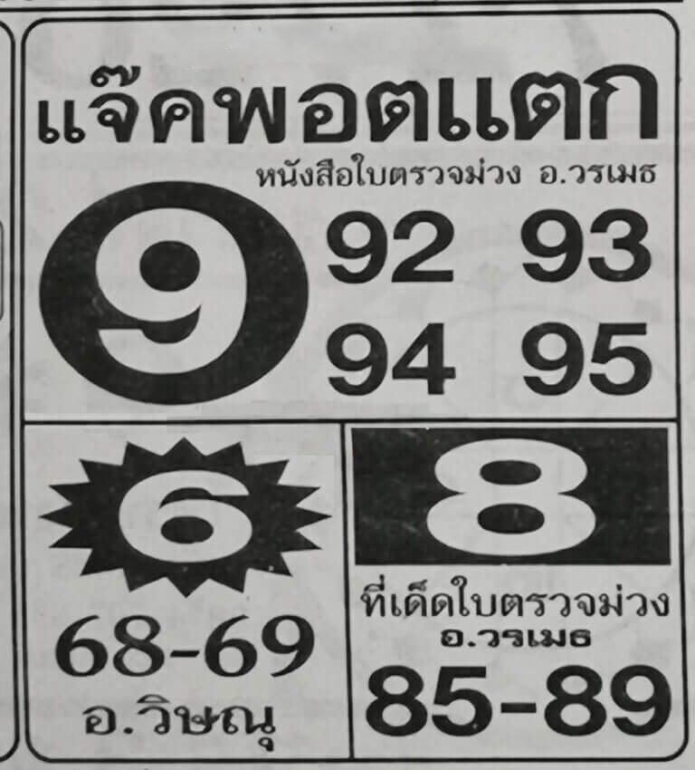 หวยไทย แจ๊คพอตแตก 1/12/66