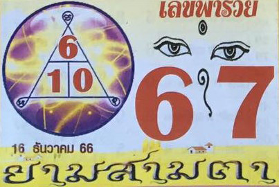 หวยไทย เลขพารวย 16/12/66